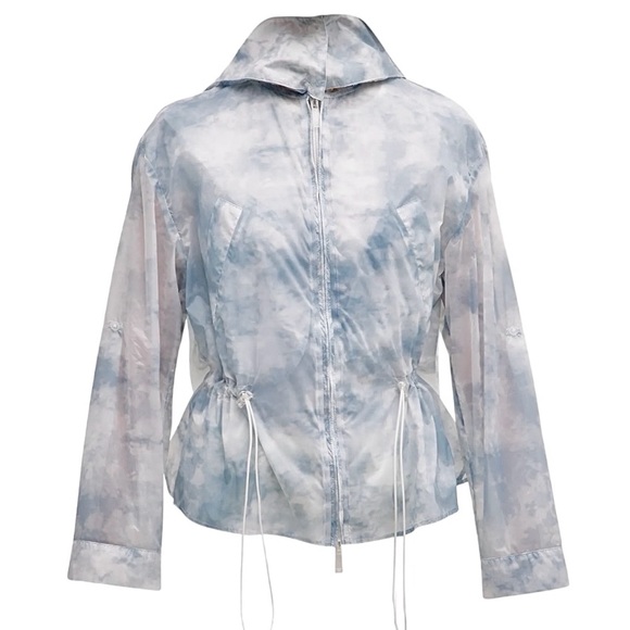 Like New Emporio Armani cloud-print hooded windbreaker jacket blue white sz 44 - Picture 17 of 17